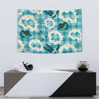 Aloha Hawaii Paniolo Teal Palaka Tapestry Coastal Rodeo - Polynesian Pride