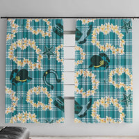Aloha Hawaii Paniolo Teal Palaka Window Curtain Coastal Rodeo - Polynesian Pride