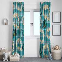 Aloha Hawaii Paniolo Teal Palaka Window Curtain Coastal Rodeo - Polynesian Pride