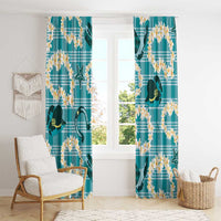 Aloha Hawaii Paniolo Teal Palaka Window Curtain Coastal Rodeo - Polynesian Pride