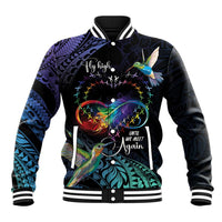 Polynesian Cancers Awareness Baseball Jacket Hummingbird - Fly High Until We Meet Again