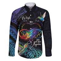 Polynesian Cancers Awareness Family Matching Long Sleeve Bodycon Dress and Hawaiian Shirt Hummingbird - Fly High Until We Meet Again
