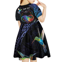 Polynesian Cancers Awareness Kid Short Sleeve Dress Hummingbird - Fly High Until We Meet Again