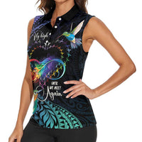 Polynesian Cancers Awareness Women Sleeveless Polo Shirt Hummingbird - Fly High Until We Meet Again