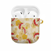 Beige Palaka Hawaii Aloha AirPods Case Koi Pond Mix Ilima Flowers LT7 Cream Yellow - Polynesian Pride