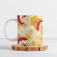 Beige Palaka Hawaii Aloha Ceramic Mug Koi Pond Mix Ilima Flowers LT7 Cream Yellow - Polynesian Pride