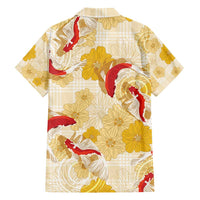 Beige Palaka Hawaii Aloha Family Matching Summer Maxi Dress and Hawaiian Shirt Koi Pond Mix Ilima Flowers - Polynesian Pride