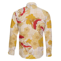 Beige Palaka Hawaii Aloha Family Matching Summer Maxi Dress and Hawaiian Shirt Koi Pond Mix Ilima Flowers - Polynesian Pride
