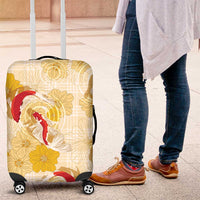 Beige Palaka Hawaii Aloha Luggage Cover Koi Pond Mix Ilima Flowers - Polynesian Pride