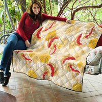 Beige Palaka Hawaii Aloha Quilt Koi Pond Mix Ilima Flowers - Polynesian Pride