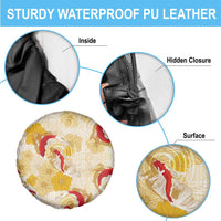 Beige Palaka Hawaii Aloha Spare Tire Cover Koi Pond Mix Ilima Flowers - Polynesian Pride