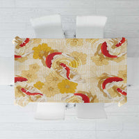 Beige Palaka Hawaii Aloha Tablecloth Koi Pond Mix Ilima Flowers LT7 Cream Yellow - Polynesian Pride
