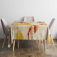 Beige Palaka Hawaii Aloha Tablecloth Koi Pond Mix Ilima Flowers LT7 - Polynesian Pride