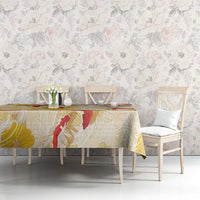 Beige Palaka Hawaii Aloha Tablecloth Koi Pond Mix Ilima Flowers LT7 - Polynesian Pride