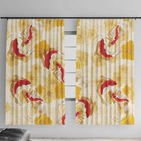 Beige Palaka Hawaii Aloha Window Curtain Koi Pond Mix Ilima Flowers - Polynesian Pride