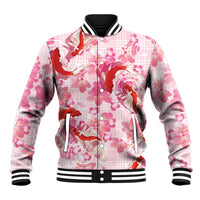 Pink Palaka Hawaii Aloha Baseball Jacket Koi Pond Mix Sakura LT7 Unisex Pink - Polynesian Pride
