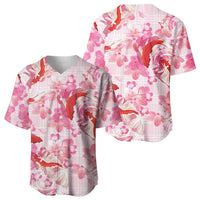 Pink Palaka Hawaii Aloha Baseball Jersey Koi Pond Mix Sakura LT7 - Polynesian Pride