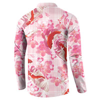 Pink Palaka Hawaii Aloha Button Sweatshirt Koi Pond Mix Sakura LT7 - Polynesian Pride