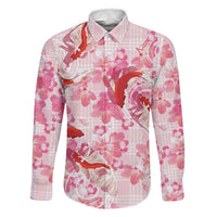 Pink Palaka Hawaii Aloha Family Matching Puletasi and Hawaiian Shirt Koi Pond Mix Sakura - Polynesian Pride