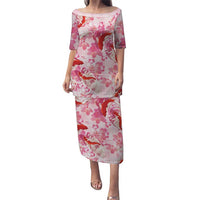 Pink Palaka Hawaii Aloha Family Matching Puletasi and Hawaiian Shirt Koi Pond Mix Sakura - Polynesian Pride