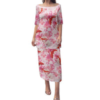 Pink Palaka Hawaii Aloha Family Matching Puletasi and Hawaiian Shirt Koi Pond Mix Sakura - Polynesian Pride