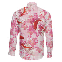 Pink Palaka Hawaii Aloha Family Matching Short Sleeve Bodycon Dress and Hawaiian Shirt Koi Pond Mix Sakura LT7 - Polynesian Pride