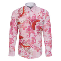 Pink Palaka Hawaii Aloha Family Matching Summer Maxi Dress and Hawaiian Shirt Koi Pond Mix Sakura - Polynesian Pride