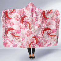 Pink Palaka Hawaii Aloha Hooded Blanket Koi Pond Mix Sakura LT7 One Size Pink - Polynesian Pride