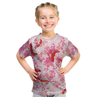 Pink Palaka Hawaii Aloha Kid T Shirt Koi Pond Mix Sakura LT7 Pink - Polynesian Pride