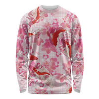 Pink Palaka Hawaii Aloha Long Sleeve Shirt Koi Pond Mix Sakura LT7 Unisex Pink - Polynesian Pride