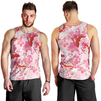 Pink Palaka Hawaii Aloha Men Tank Top Koi Pond Mix Sakura LT7 - Polynesian Pride