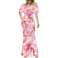 Pink Palaka Hawaii Aloha Mermaid Dress Koi Pond Mix Sakura - Polynesian Pride