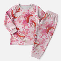 Pink Palaka Hawaii Aloha Christmas Pajama Set Koi Pond Mix Sakura - Polynesian Pride