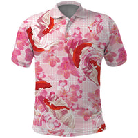 Pink Palaka Hawaii Aloha Polo Shirt Koi Pond Mix Sakura LT7 Pink - Polynesian Pride