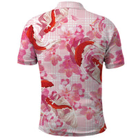 Pink Palaka Hawaii Aloha Polo Shirt Koi Pond Mix Sakura LT7 - Polynesian Pride