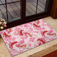 Pink Palaka Hawaii Aloha Rubber Doormat Koi Pond Mix Sakura LT7 - Polynesian Pride