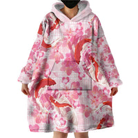 Pink Palaka Hawaii Aloha Wearable Blanket Hoodie Koi Pond Mix Sakura LT7 - Polynesian Pride