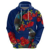 New Zealand Pohutukawa with Tui Birds Zip Hoodie Version 2 LT7 - Polynesian Pride