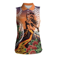 Hawaii Women's Day Tribal Women Sleeveless Polo Shirt Pele Honua Mea LT7 Female Art - Polynesian Pride