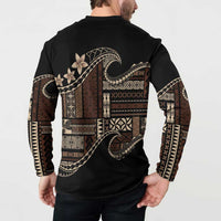 Samoa Siapo Mamanu Button Sweatshirt Waves Motifs LT7 - Polynesian Pride