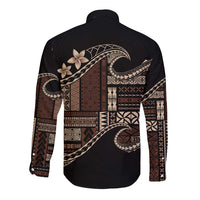Samoa Siapo Mamanu Long Sleeve Button Shirt Waves Motifs LT7 - Polynesian Pride
