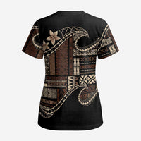 Samoa Siapo Mamanu Scrub Top Waves Motifs - Polynesian Pride