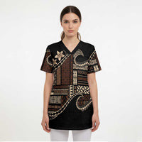 Samoa Siapo Mamanu Scrub Top Waves Motifs - Polynesian Pride