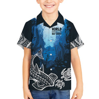 World Ocean Day Pasifika Family Matching Off The Shoulder Long Sleeve Dress and Hawaiian Shirt Awaken New Depths