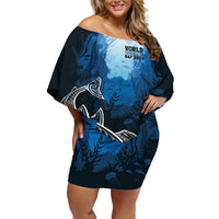 World Ocean Day Pasifika Off Shoulder Short Dress Awaken New Depths LT7 Women Blue - Polynesian Pride