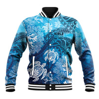 Hawaii World Ocean Day Baseball Jacket Kakau Turtles LT7 Unisex Blue - Polynesian Pride