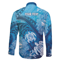 Hawaii World Ocean Day Family Matching Off The Shoulder Long Sleeve Dress and Hawaiian Shirt Kakau Turtles LT7 - Polynesian Pride