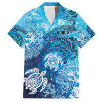 Hawaii World Ocean Day Family Matching Puletasi and Hawaiian Shirt Kakau Turtles