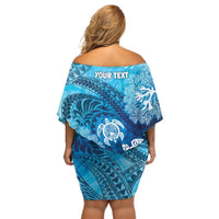 Hawaii World Ocean Day Off Shoulder Short Dress Kakau Turtles LT7 - Polynesian Pride