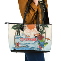 Summer Holiday It's 5 o'clock Somewhere Vintage Hawaii Leather Tote Bag